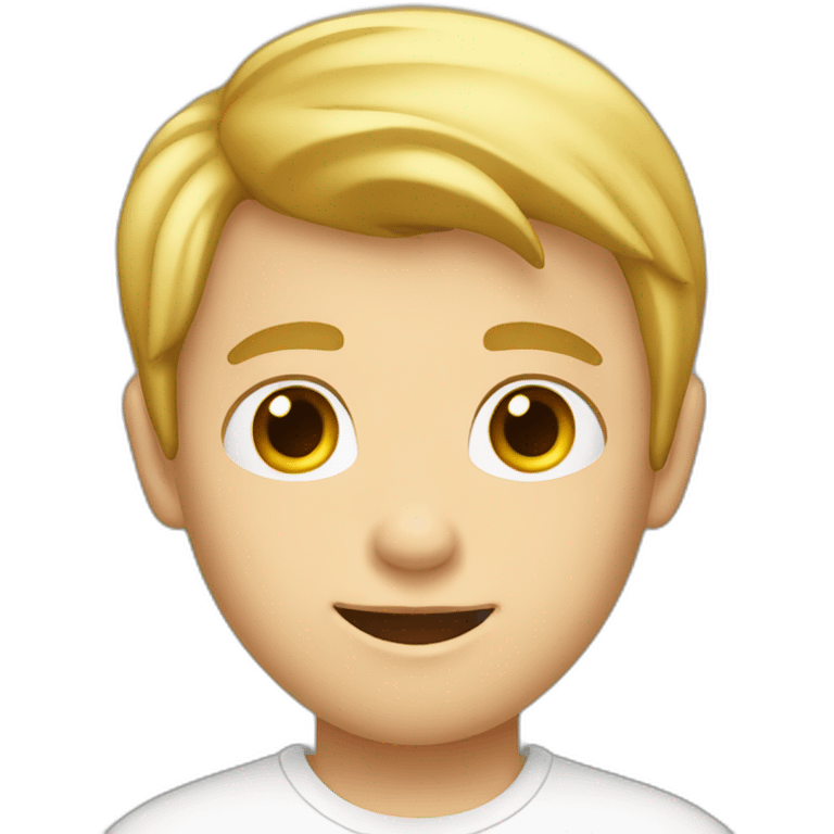 young white boy with blond hair and little beard with white t-shirt emoji