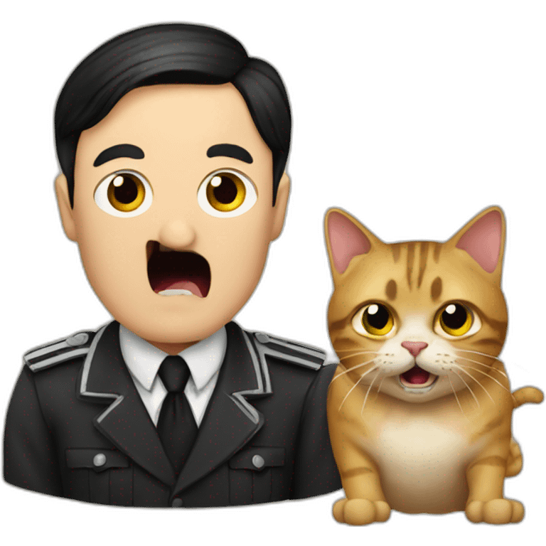 hitler and a cat hissing at him emoji