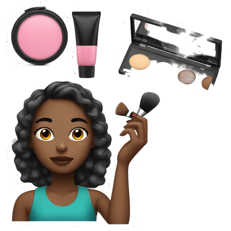 A girl doing her makeup  emoji