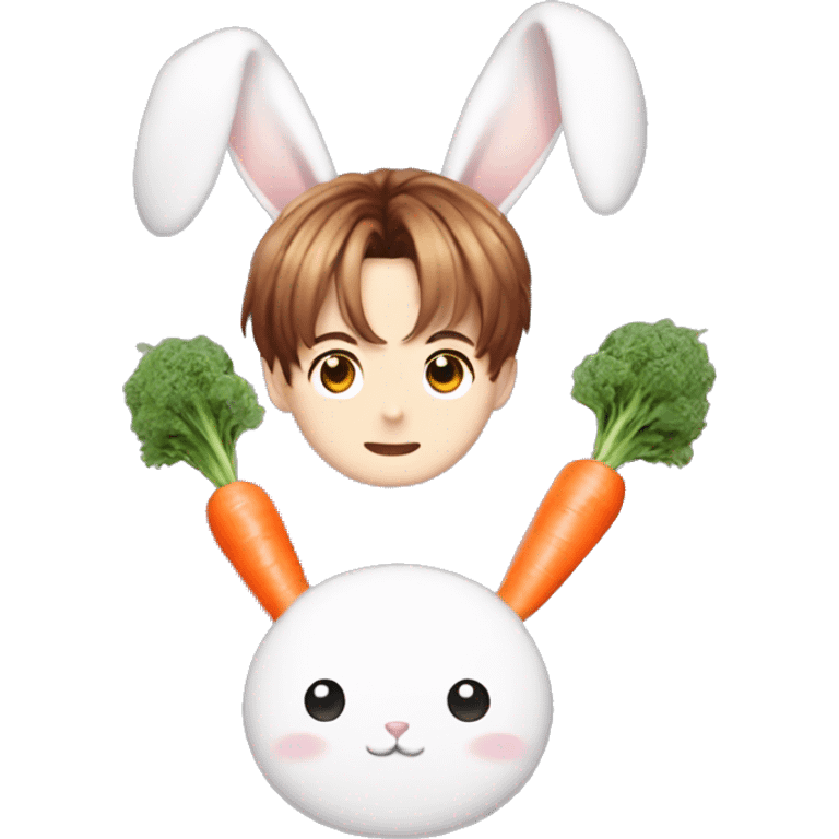 BTS Jungkook with cute bunny ears with carrot emoji