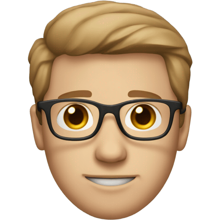  Guy with sharp nose blue eyes square glasses and straight light brown hair  emoji