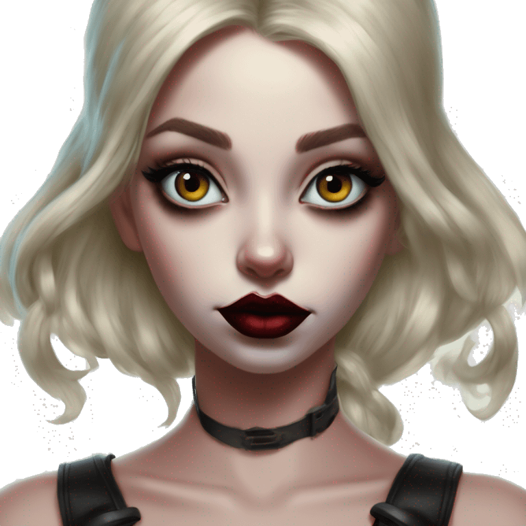 Fairy Jasmine in Harley Quinn style, oil paint, mysterious eyes, intricate lips, masterpiece portrait, odd perspective, beautiful, desirable, logical emoji