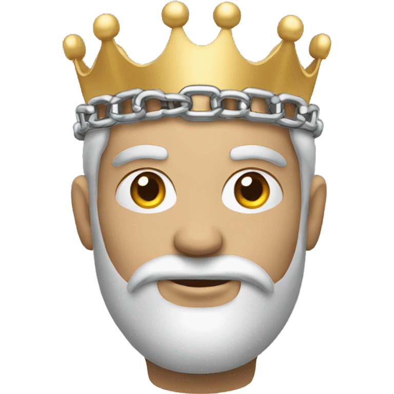 Man with crown holding silver chain  emoji