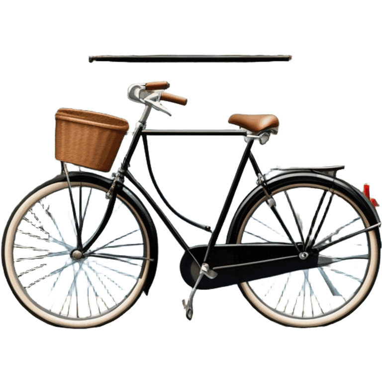 Cinematic Realistic image of a classic Dutch bicycle, rendered with sleek design details and finely textured components, set against an urban canal scene with soft, diffused daylight emoji