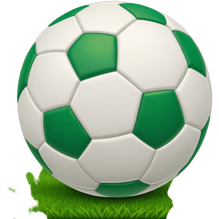 Cinematic Realistic image of a soccer ball with crisply detailed panel textures and precise stitching, set against a vibrant green pitch with dynamic natural lighting that highlights its athletic spirit emoji