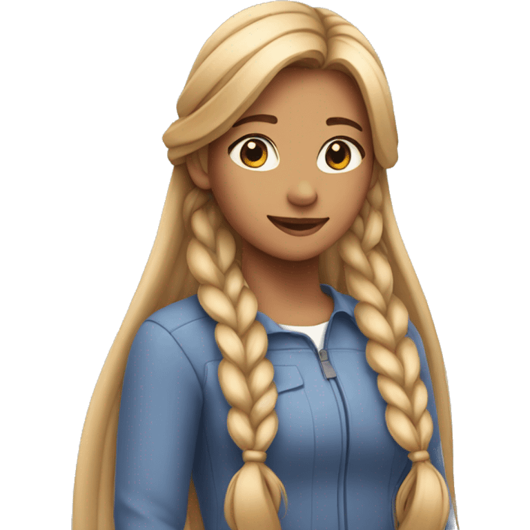 Girl with long braid over her shoulder going down to her waist  emoji