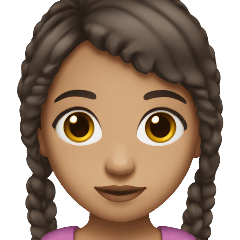 girl with dark brown hair and dark brown eyes and doll lashes emoji