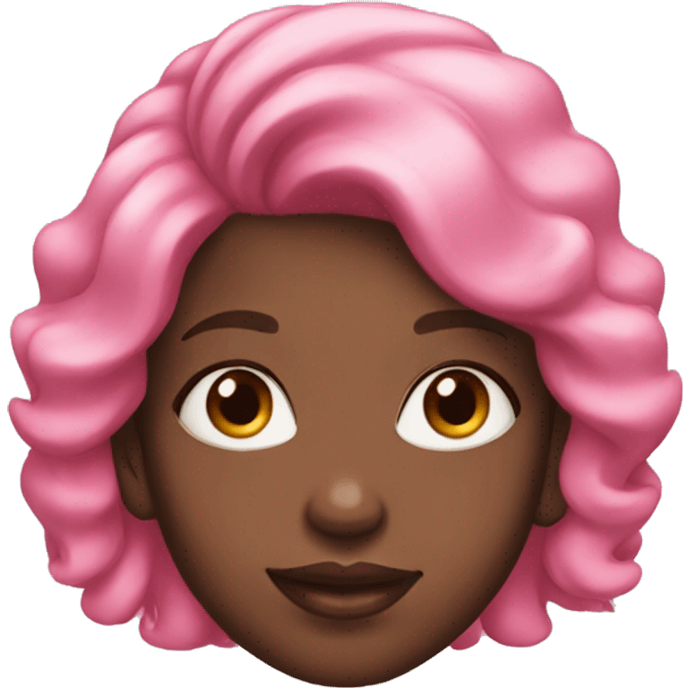 Black girl with pink hair and hearts on her face emoji