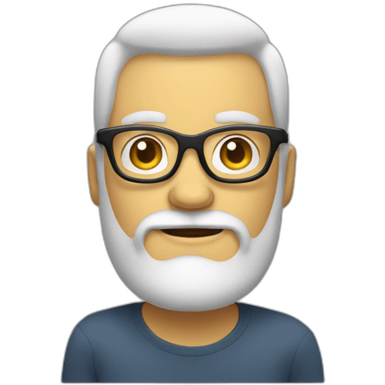 a white man with square glasses and full beard with a text balloon on top of his head emoji