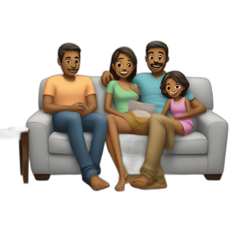 Family relaxing on couch emoji