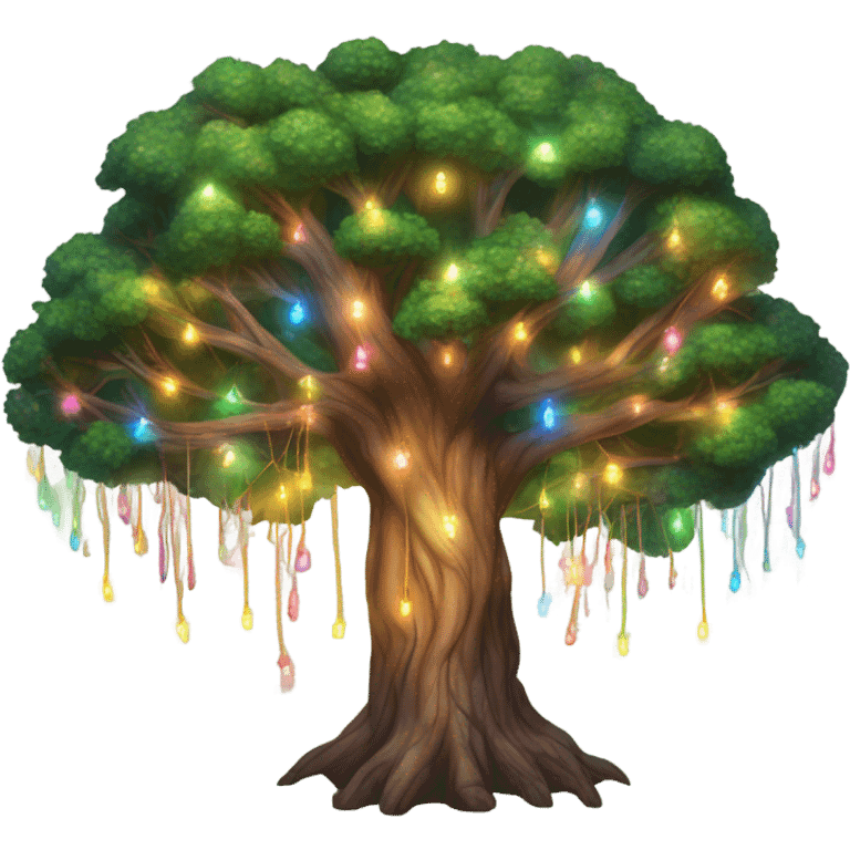 Large rainbow tree with string lights  emoji