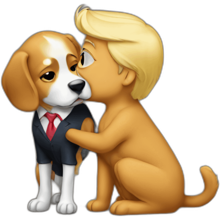 trump kissing a dog emoji