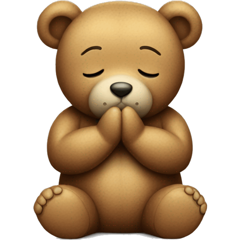 Teddy bear praying with closed eyes emoji