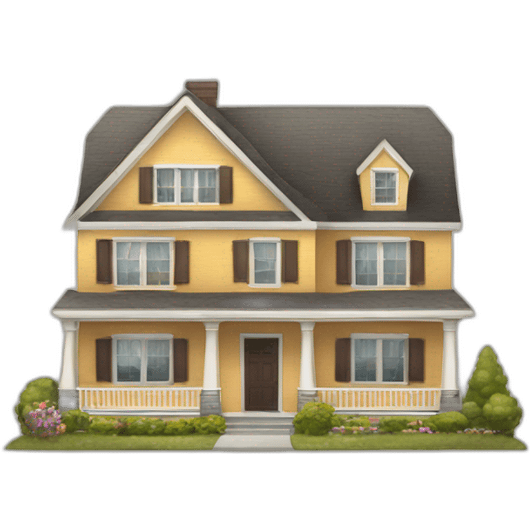 Suburban House, 2 Babies, 11 Kids, 2 Adults, 2 Grandadults, 17 Family emoji