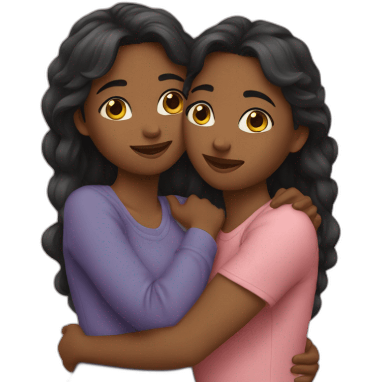 two girls hugging each other emoji