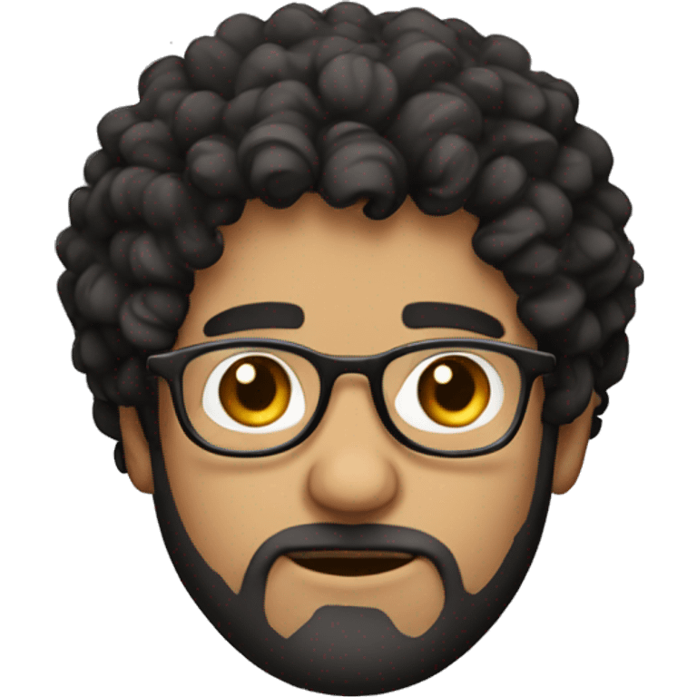 A Greek guy with black hair with curly hair and glasses and a beard emoji