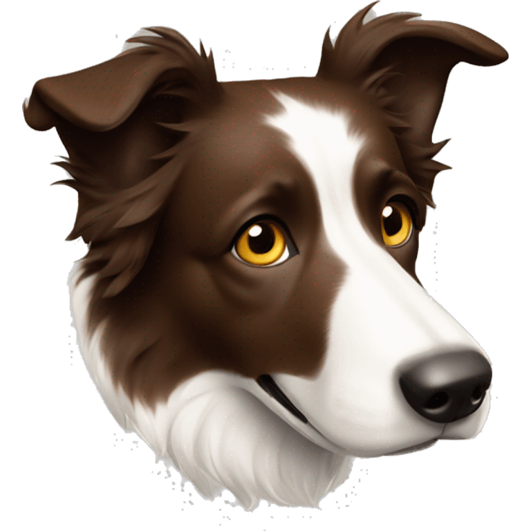 Brown Border collie sniffing  emoji