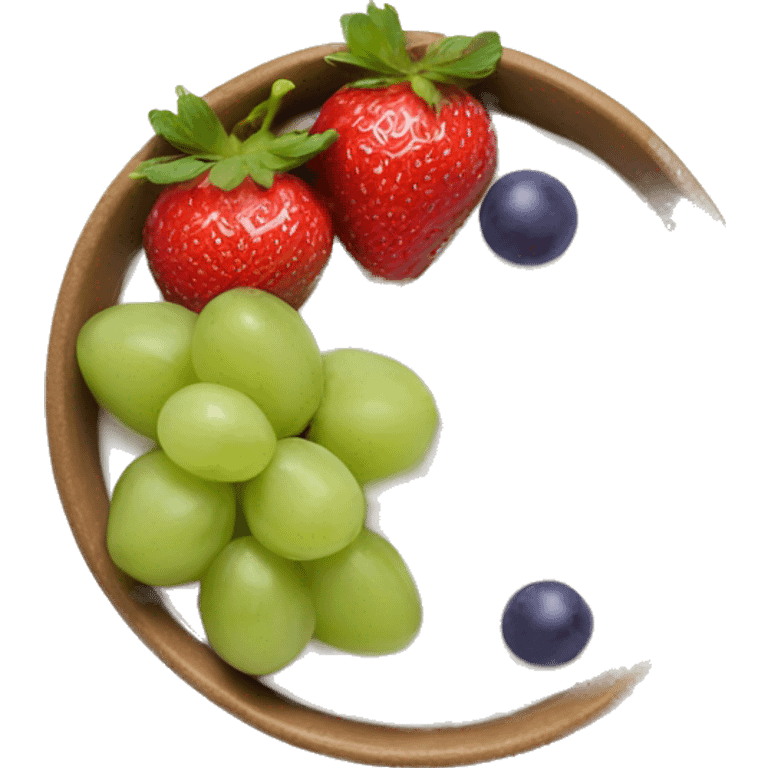 fruit yogurt bowl with strawberries and grapes emoji