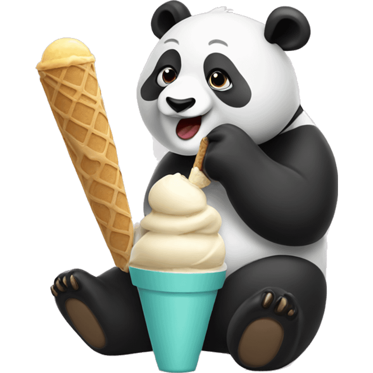 Panda eating ice cream emoji