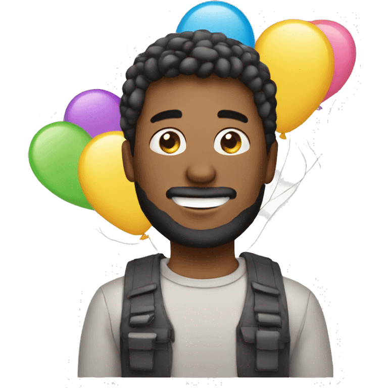 Guy Computer birthday with baloons emoji