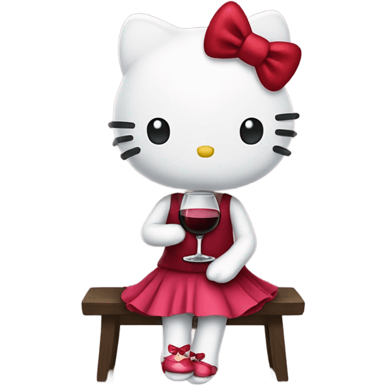 Hello Kitty drinking red wine emoji