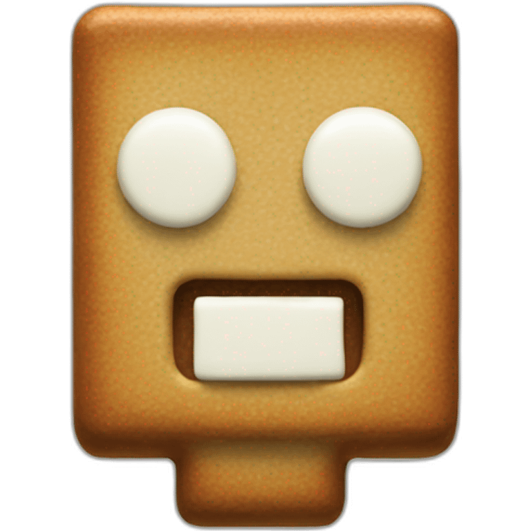 a minecraft gingerbread man dumb head with white small eyes (no pupils, only white chocolate eyes) emoji