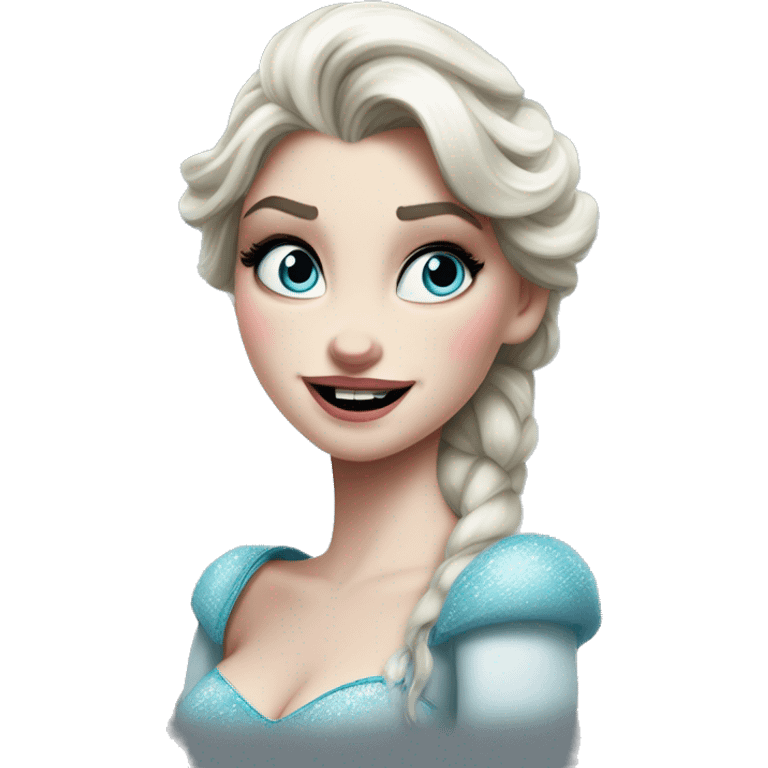 Psy-ops Elsa in Uncle Scrooge style, oil paint, mysterious eyes, intricate lips, masterpiece portrait, beautiful, desirable, logical emoji