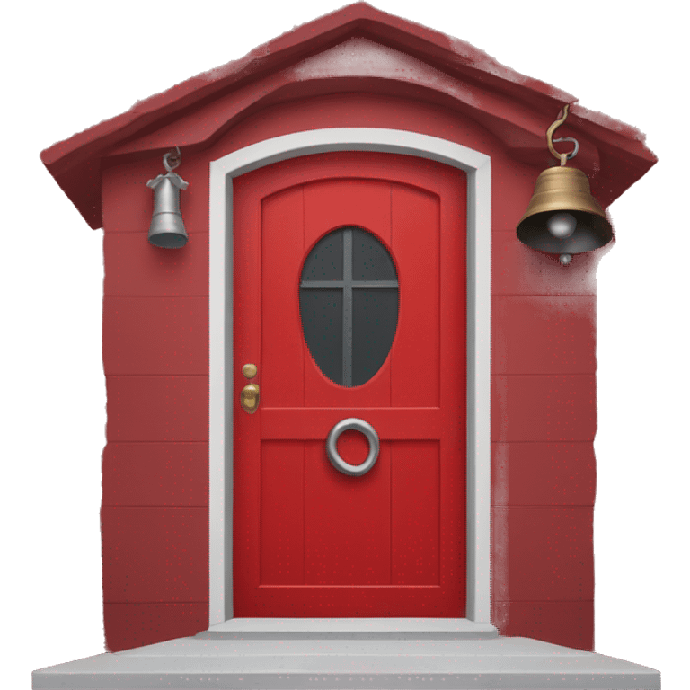 red house door with a bell emoji