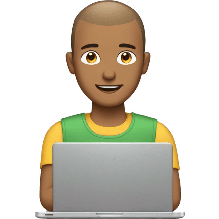 man with buzzcut on laptop emoji