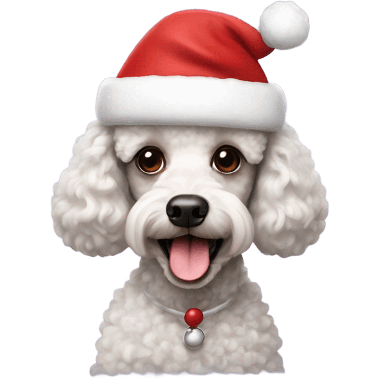 Poodle with Santa hat emoji