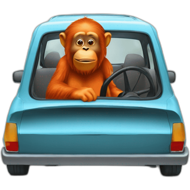 un orang-outan dans une voiture emoji