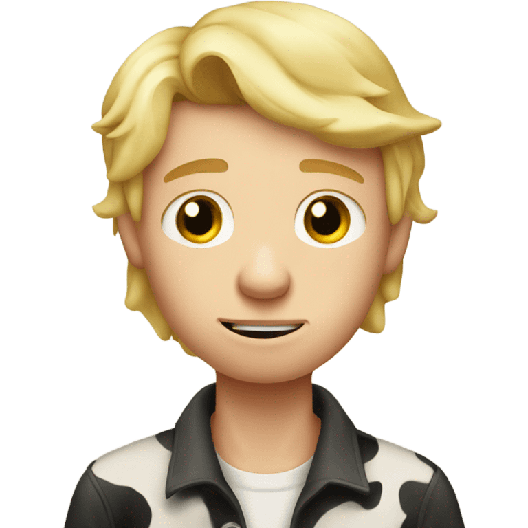 Sad blonde farm boy milking a cow emoji