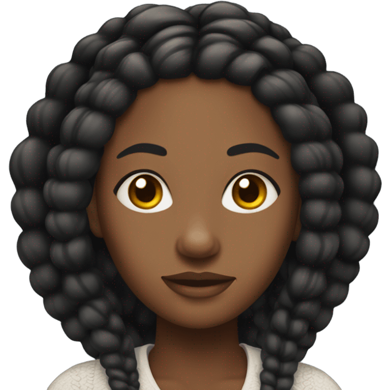 black woman with knotless braids and lashes emoji