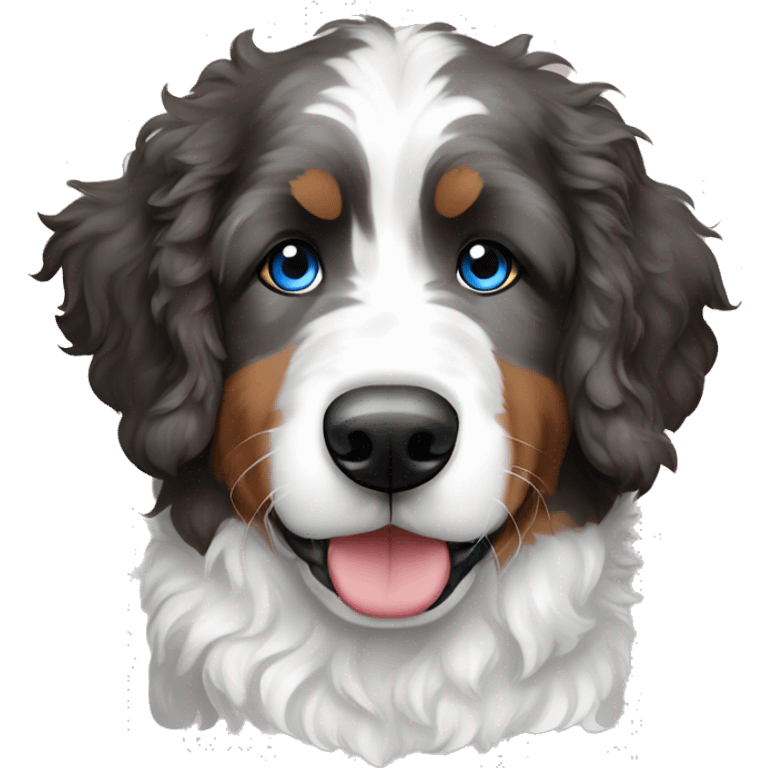 merle bernedoodle with one blue eye and one brown emoji