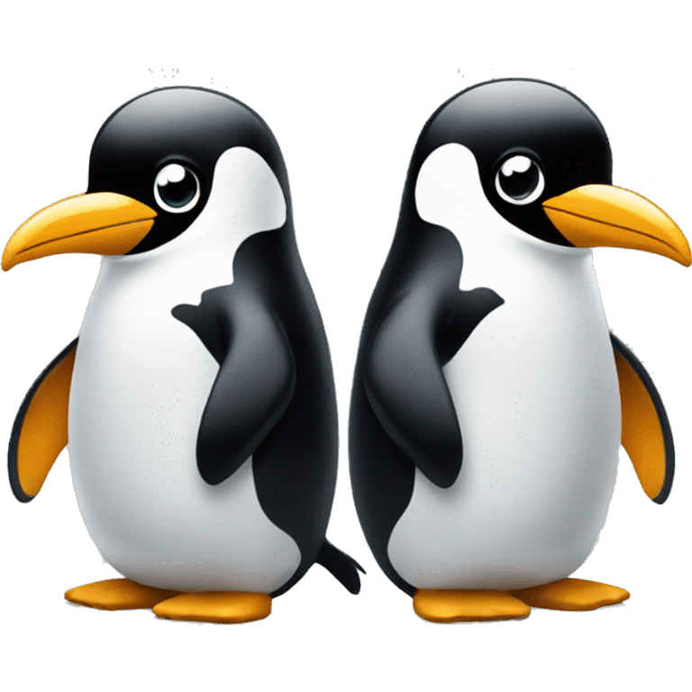 2 happy penguins doing code pair programming emoji