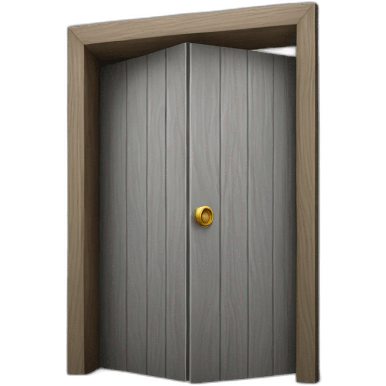 One gray wood open door perspective emoji