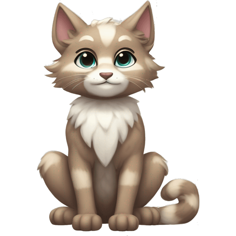 Furry, sparkle, iridescent, colorful, pastel, edgy, cool, fantasy beautiful, brown, beige, white, divine, godly, angelic, animal, anthro, full body, fursona, feline emoji