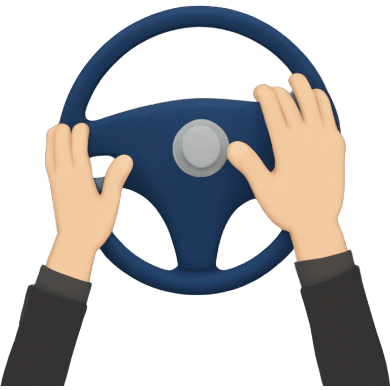 dark blue car steering wheel and a man's hand is holding it emoji