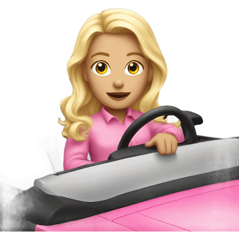 Blonde in a pink convertible emoji