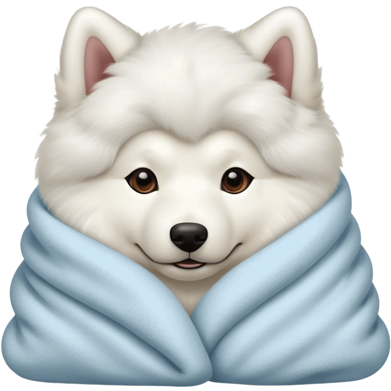 Samoyed cozy in blanket emoji