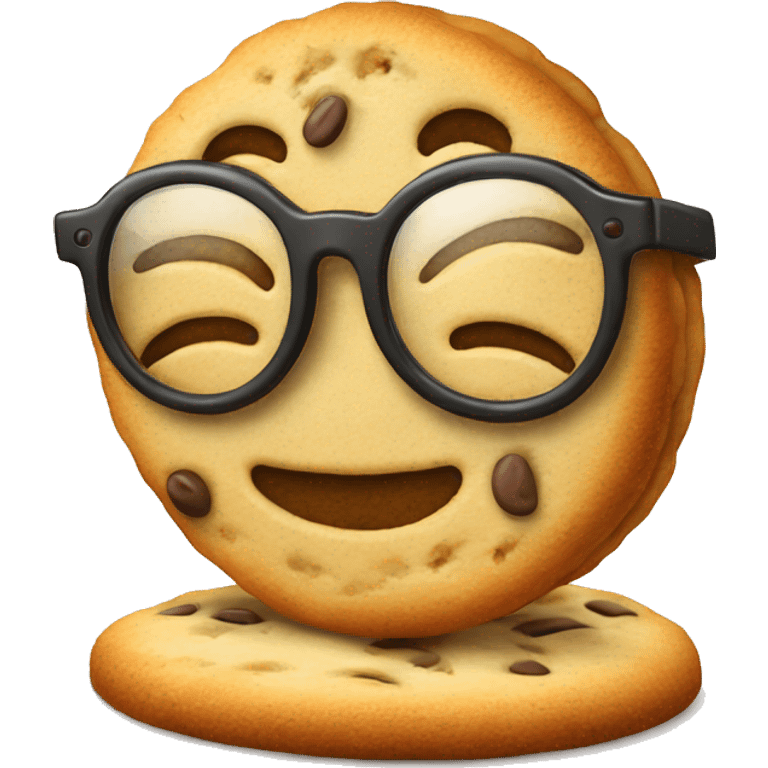 a smart looking cookie with nerdy glasses emoji