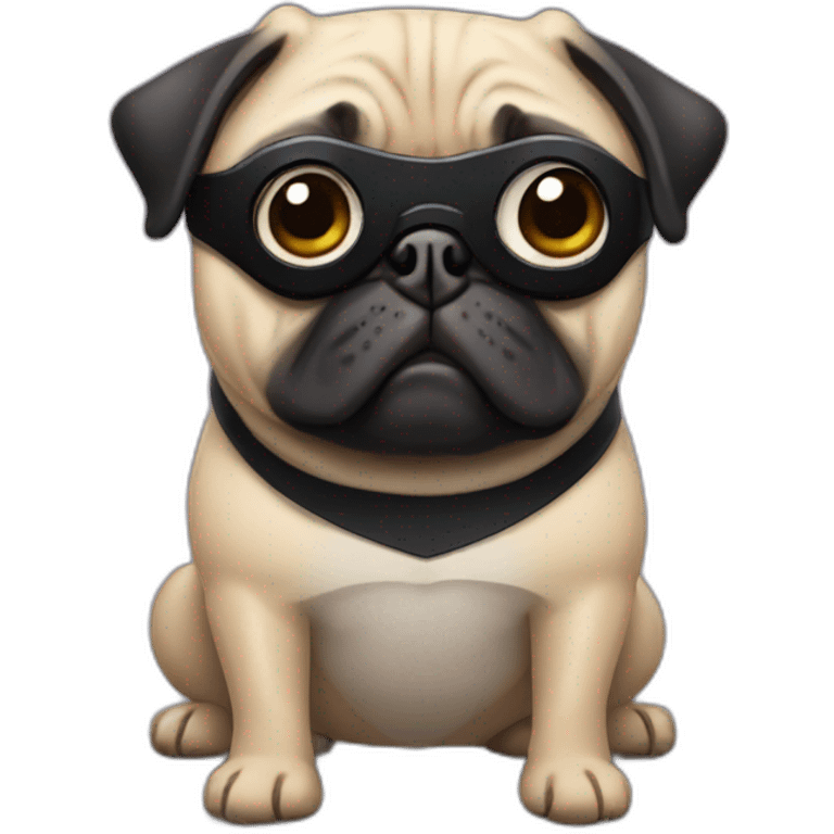 A pug wearing a batman mask emoji