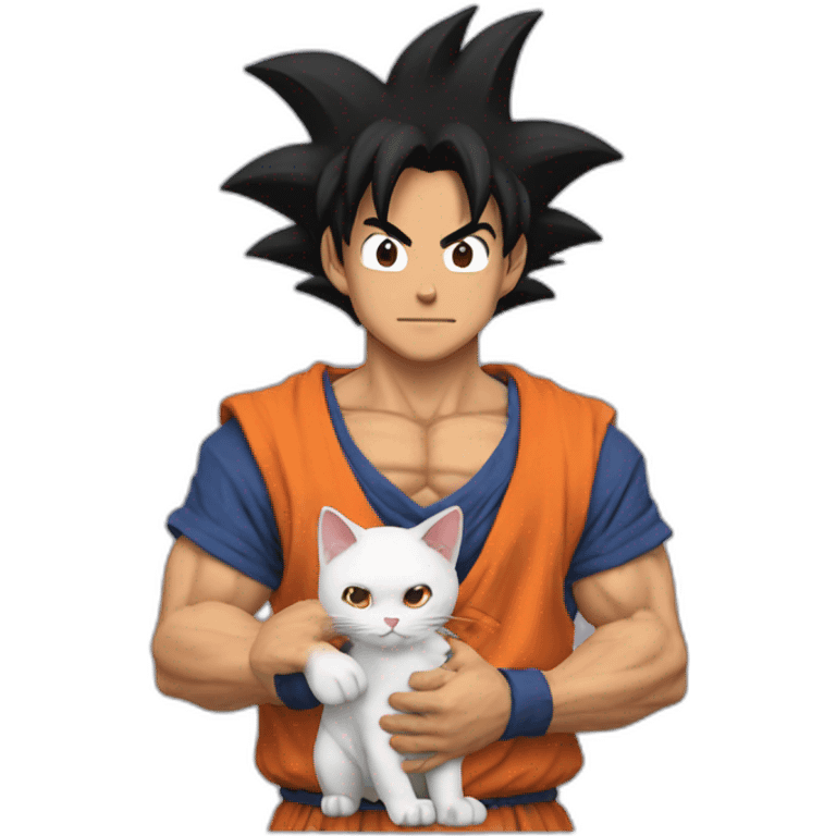 Goku holding a cat emoji