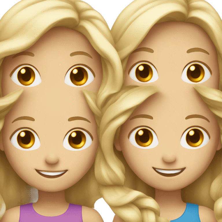 smiling girls with blonde and brown hair emoji