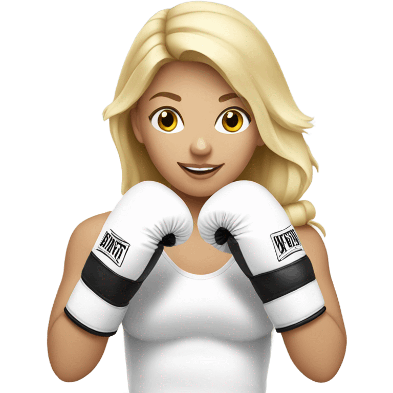 Boxing blonde girl with white gloves emoji