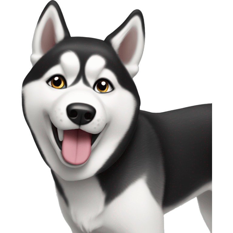 Husky black and white sticking out tongue  emoji