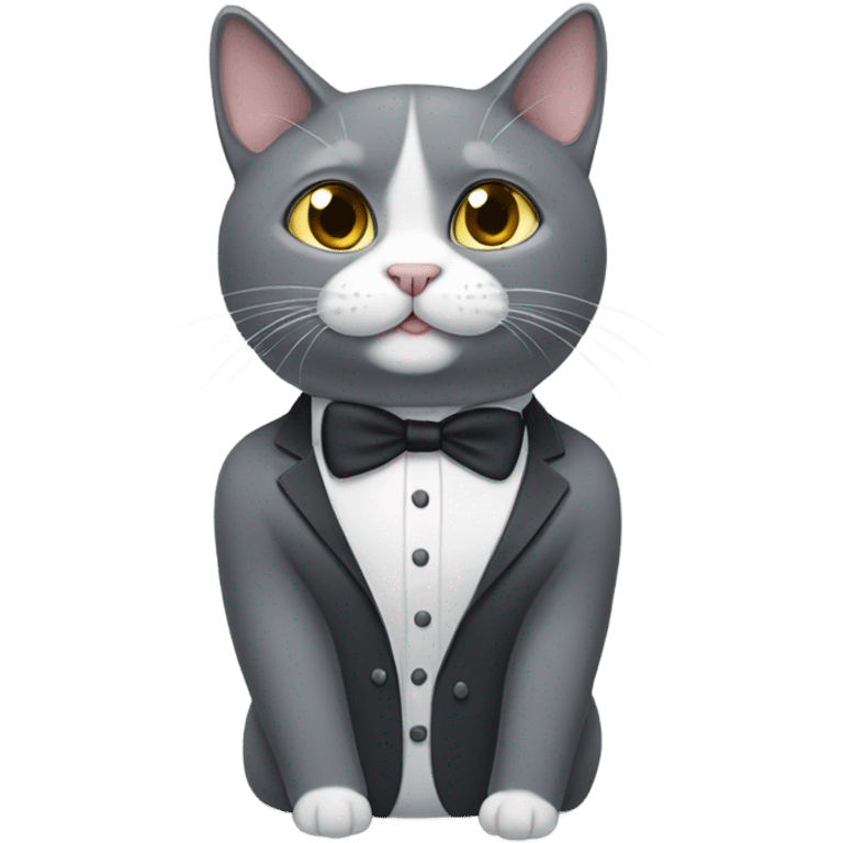 Grey tuxedo cat with white mustache  emoji