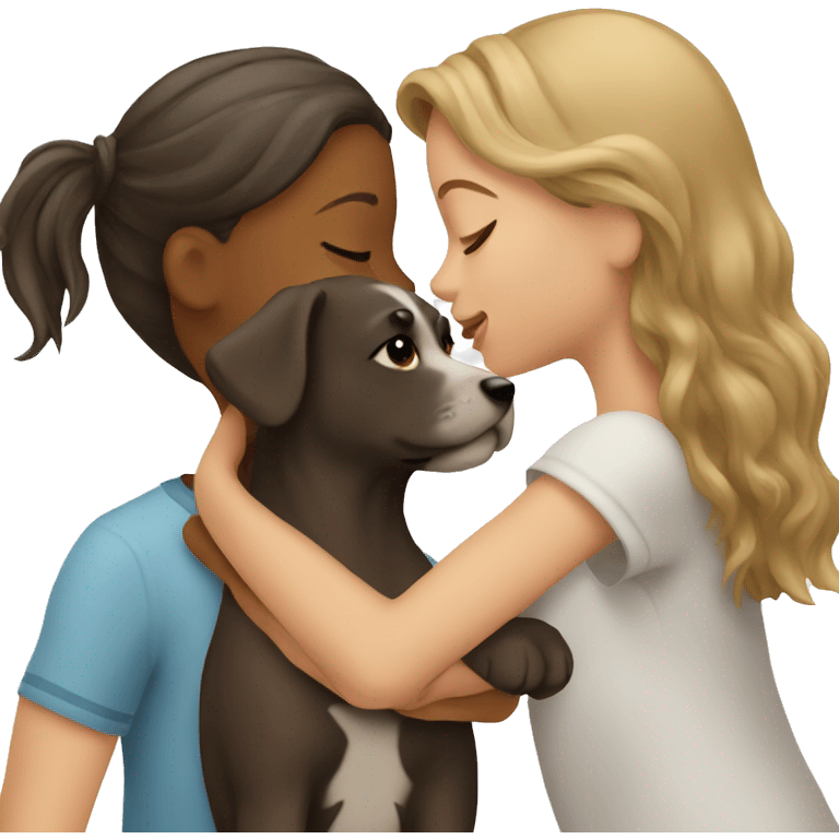 a girl kissing a dog emoji