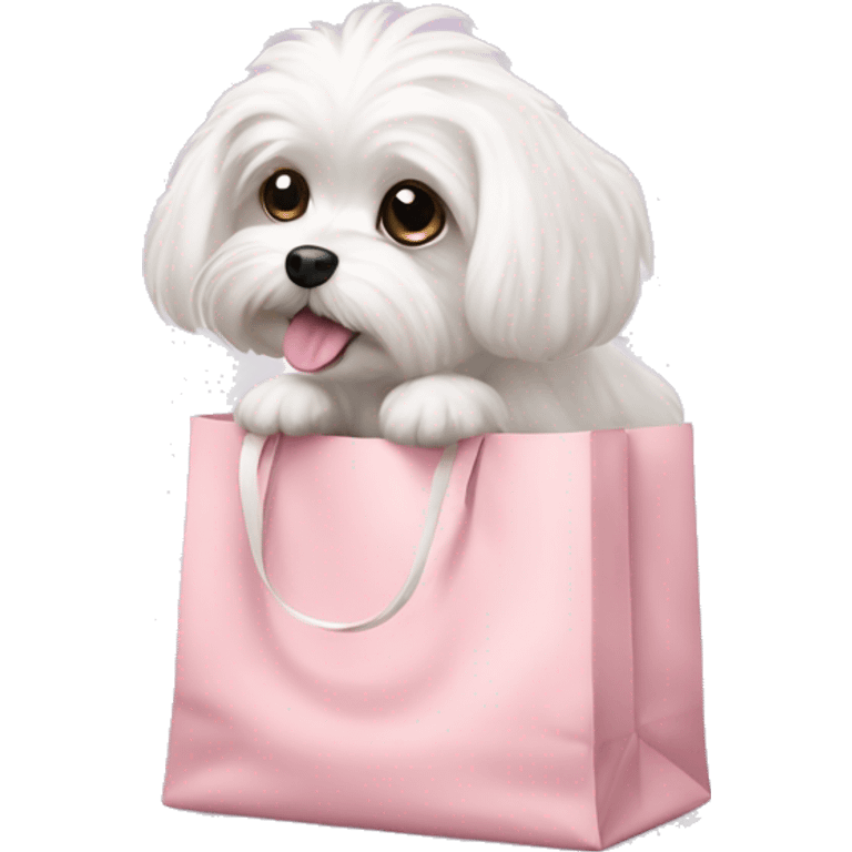 Maltese dog in a light pink bag emoji