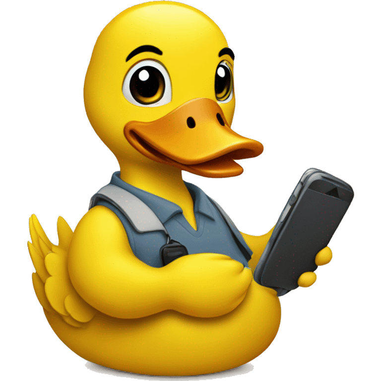 yellow duck holding a cellphone emoji